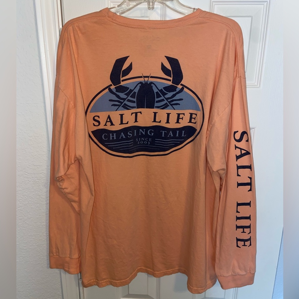 Vintage Salt Life Chasing Tail 2003 Orange Long Sleeve Size XL